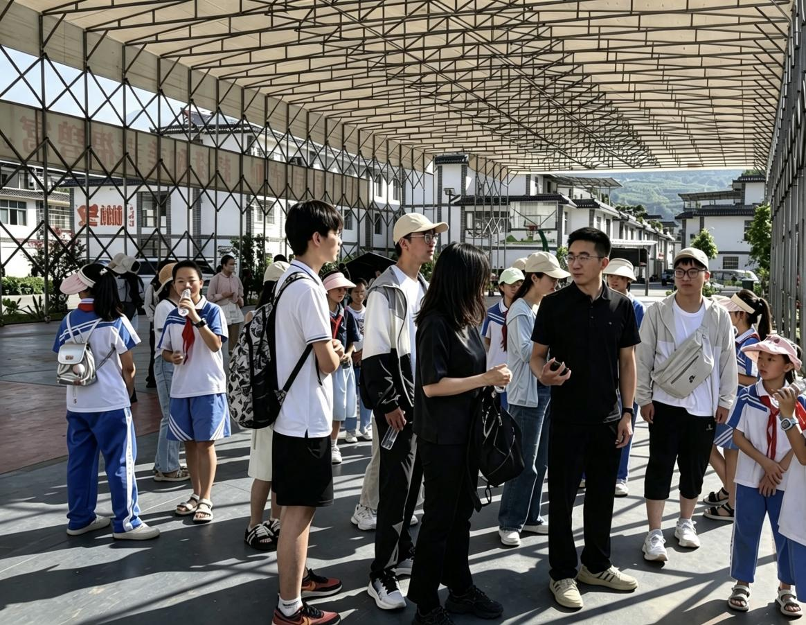 20260718-Beat365中文官方网站经管学院赴四川宁南实践-吴添-支队成员与小学生在宁南县松新镇调研.png